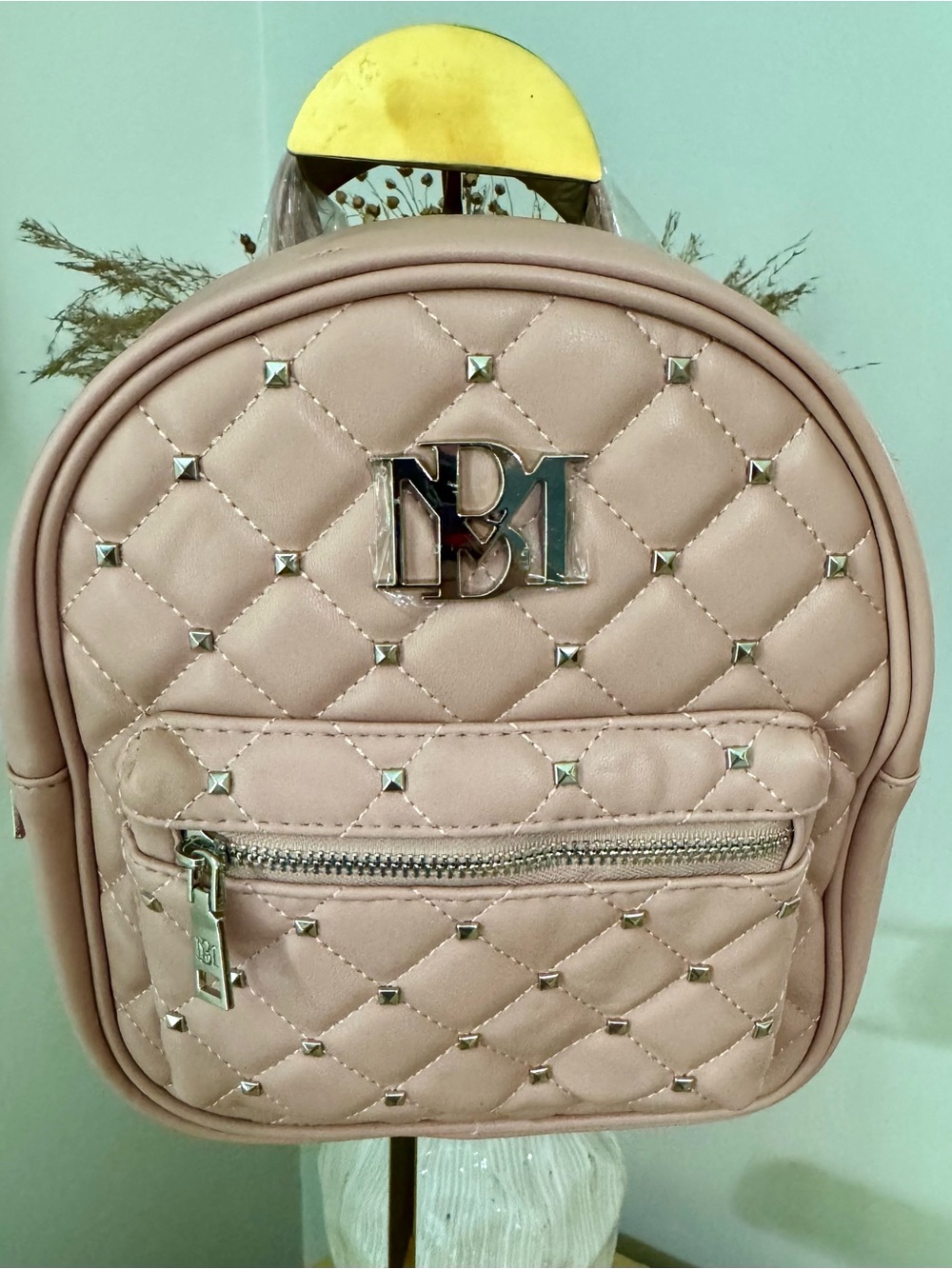 Badgley Mischka Quilted Stud Mini Backpack - Blush Pink NWT